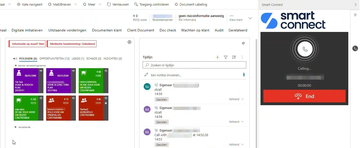 FuturA-klantendossier met geïntegreerd Smart Connect-telefoniepaneel
